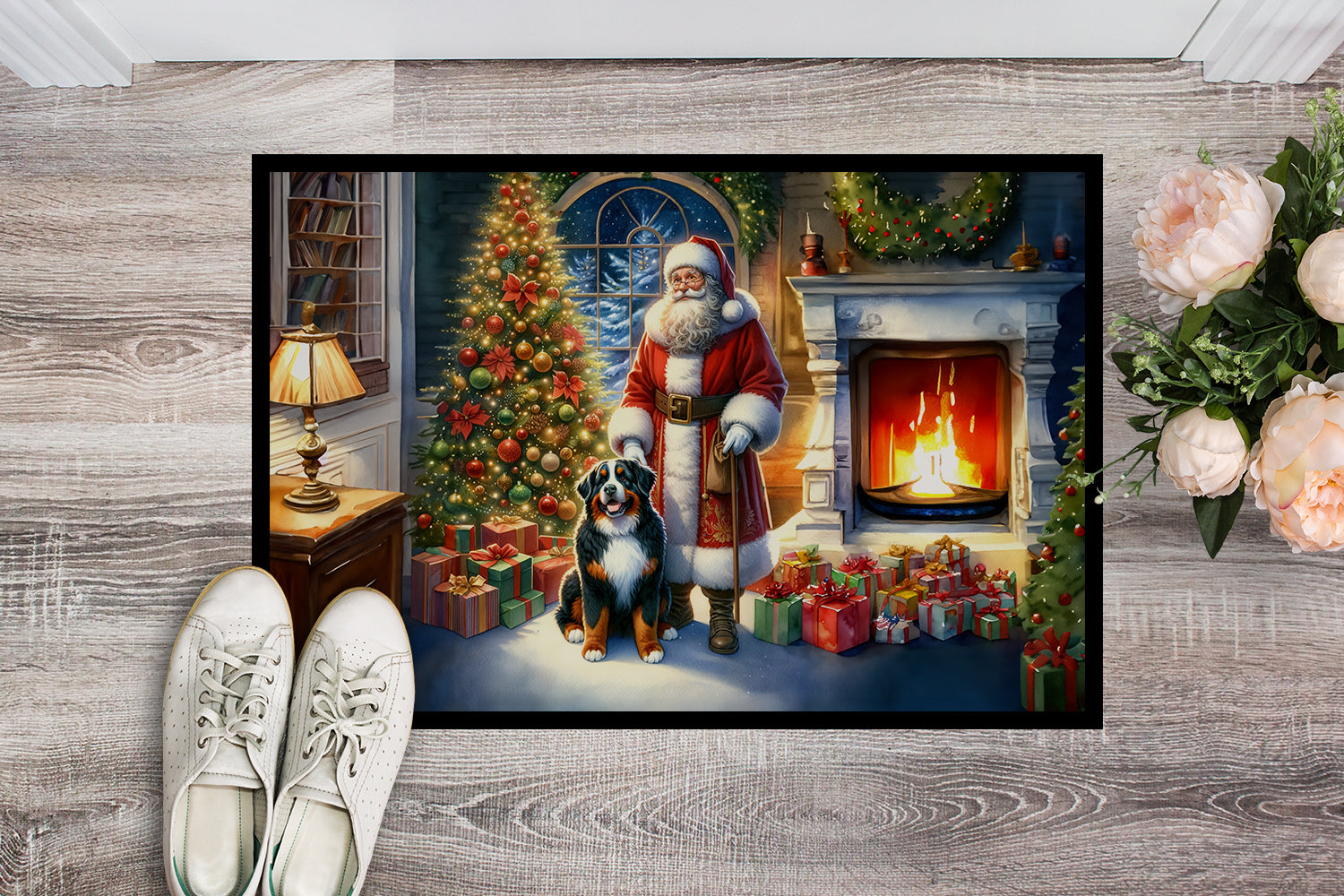 Buy this Bernese Mountain Dog and Santa Claus Doormat