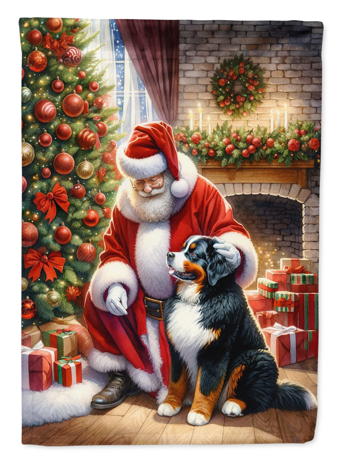 Buy this Bernese Mountain Dog and Santa Claus Garden Flag