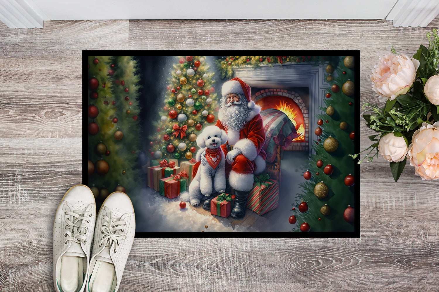 Buy this Bichon Frise and Santa Claus Doormat