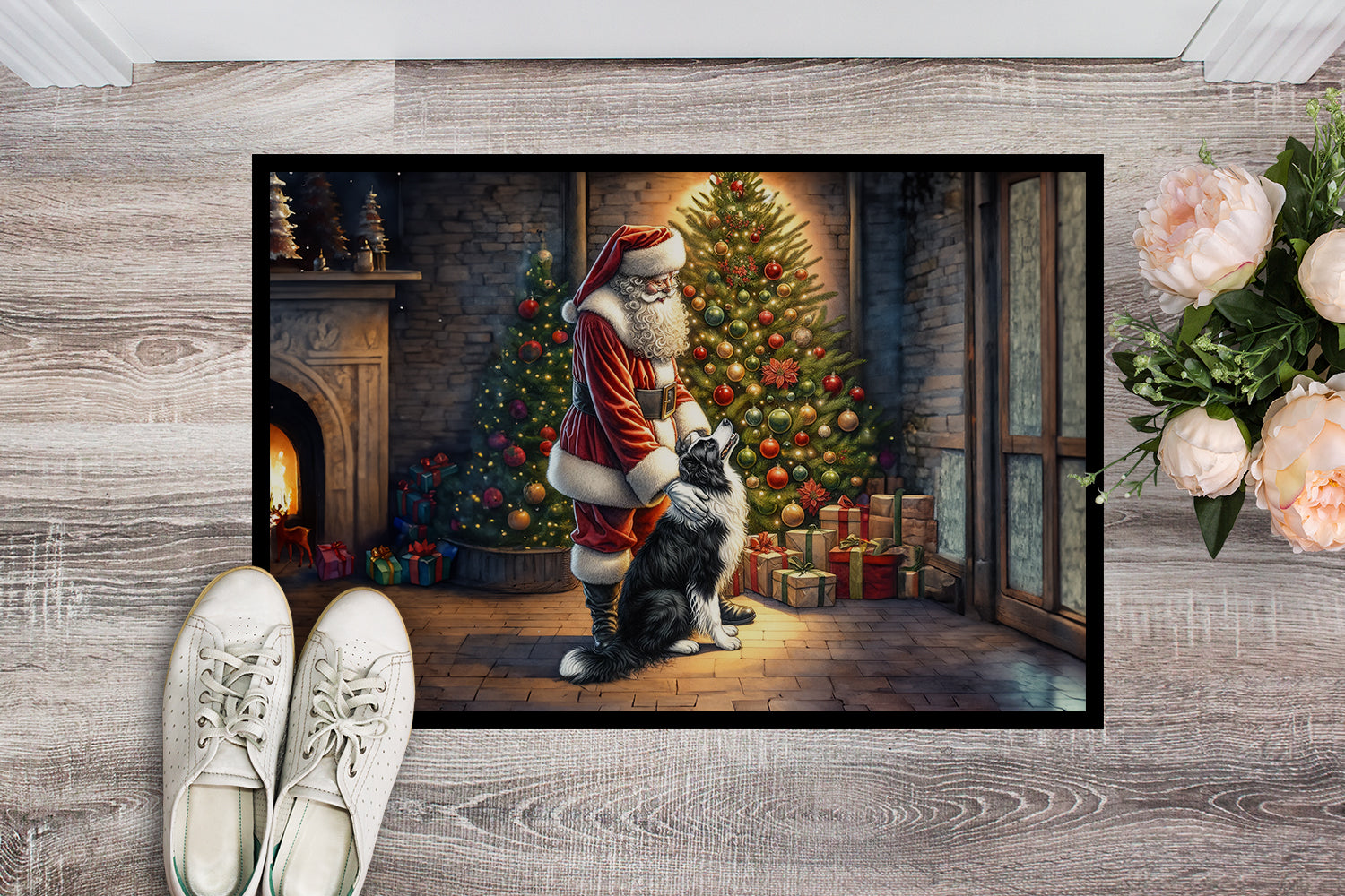 Buy this Border Collie and Santa Claus Doormat