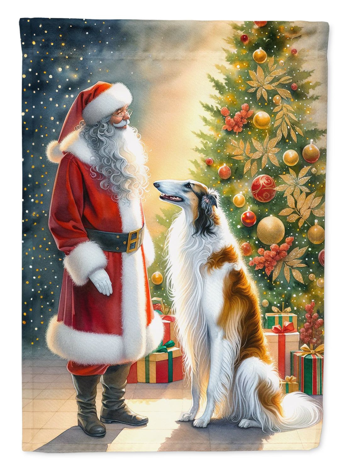 Buy this Borzoi and Santa Claus Garden Flag