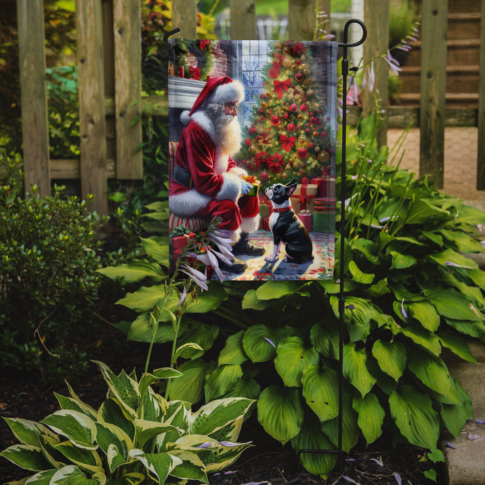 Boston Terrier and Santa Claus Garden Flag