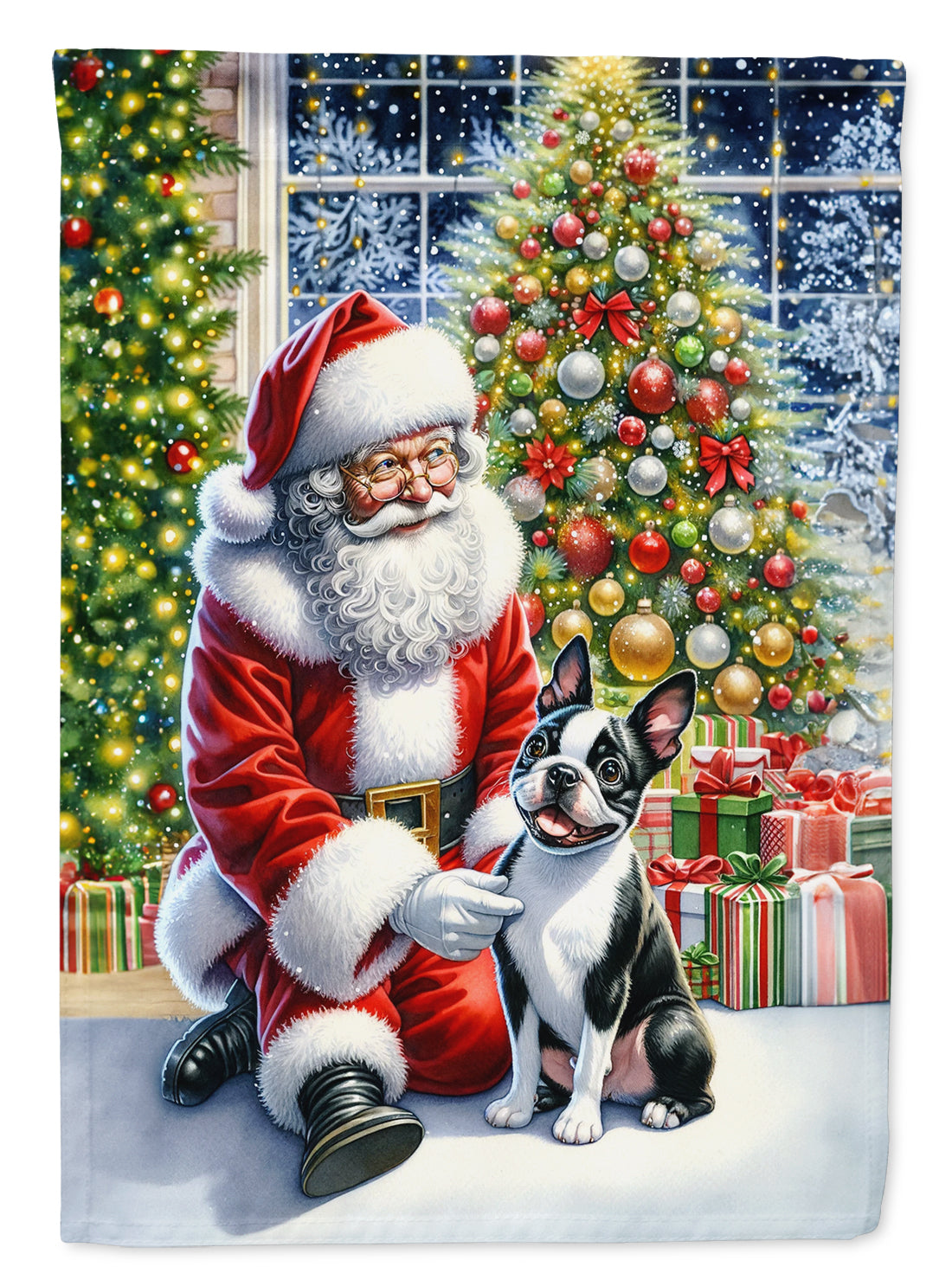 Buy this Boston Terrier and Santa Claus Garden Flag