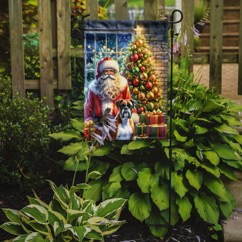 Boxer and Santa Claus Garden Flag