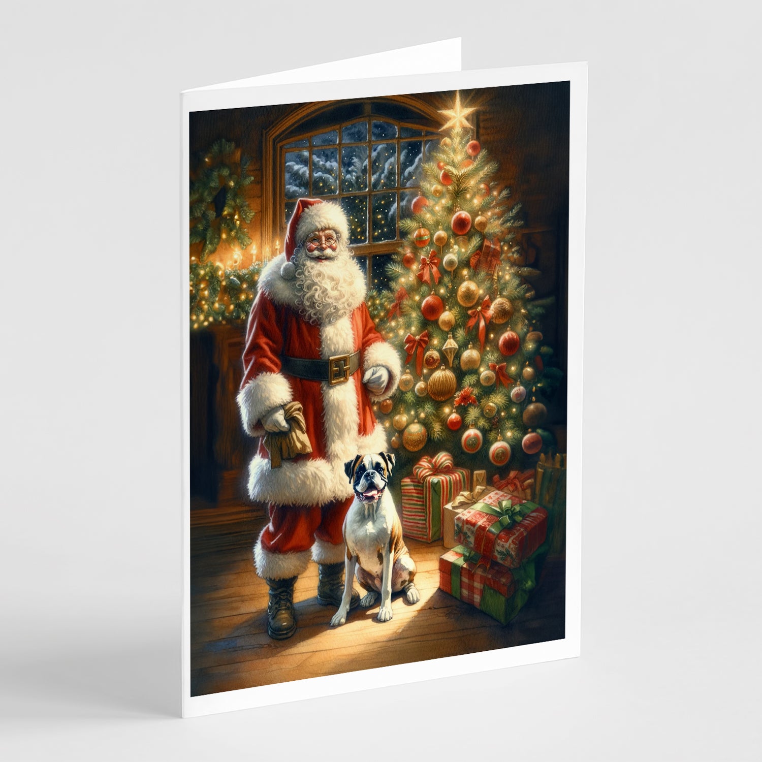 Buy this Boxer and Santa Claus Greeting Cards Pack of 8