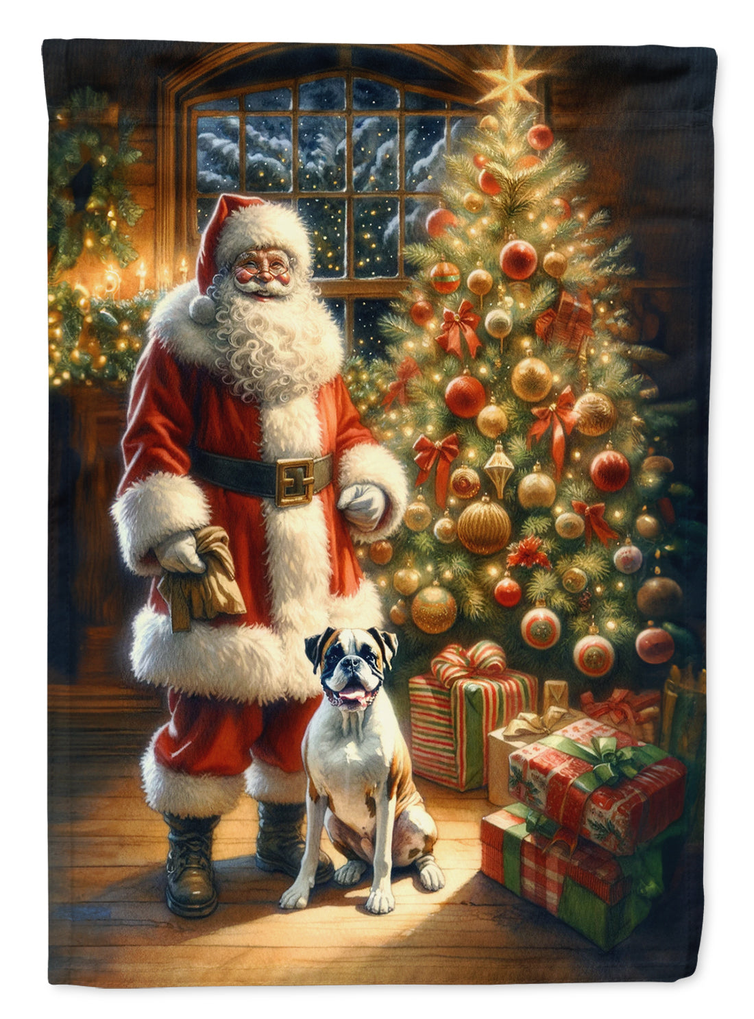 Buy this Boxer and Santa Claus Garden Flag