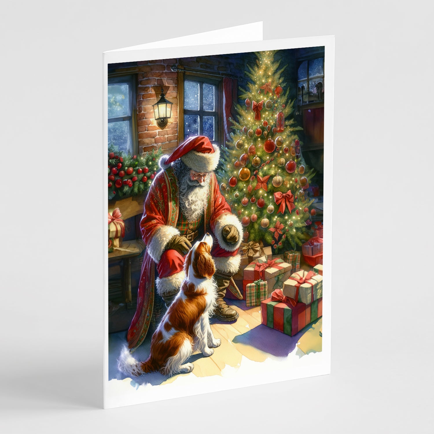 Buy this Brittany and Santa Claus Greeting Cards Pack of 8