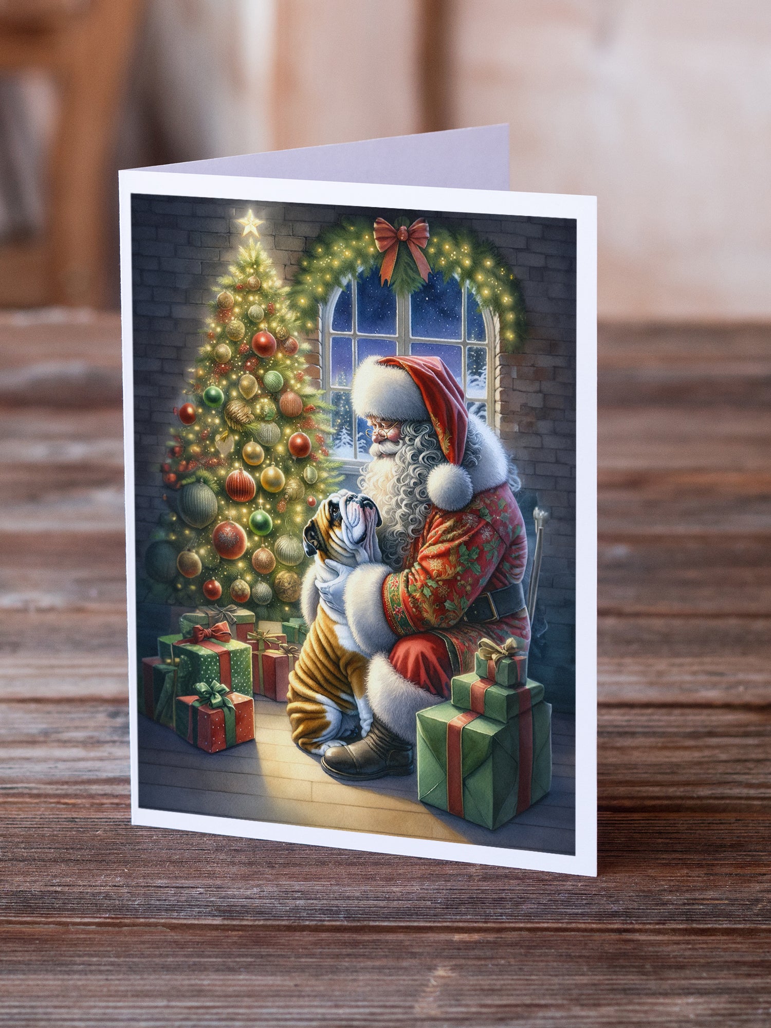 Buy this English Bulldog and Santa Claus Greeting Cards Pack of 8