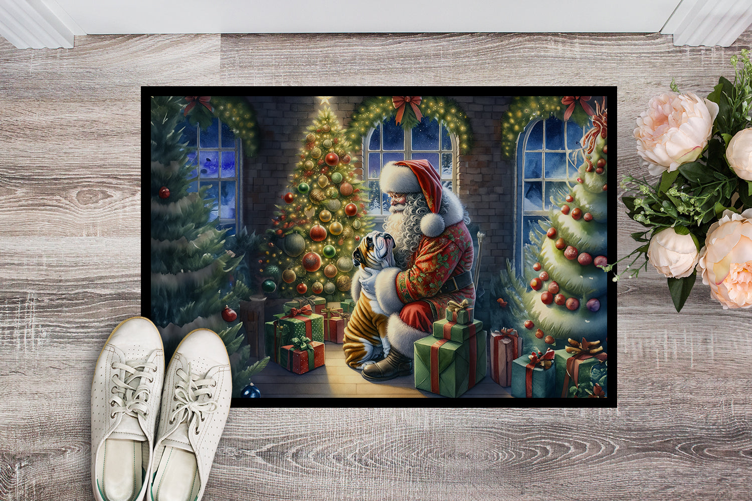 Buy this English Bulldog and Santa Claus Doormat