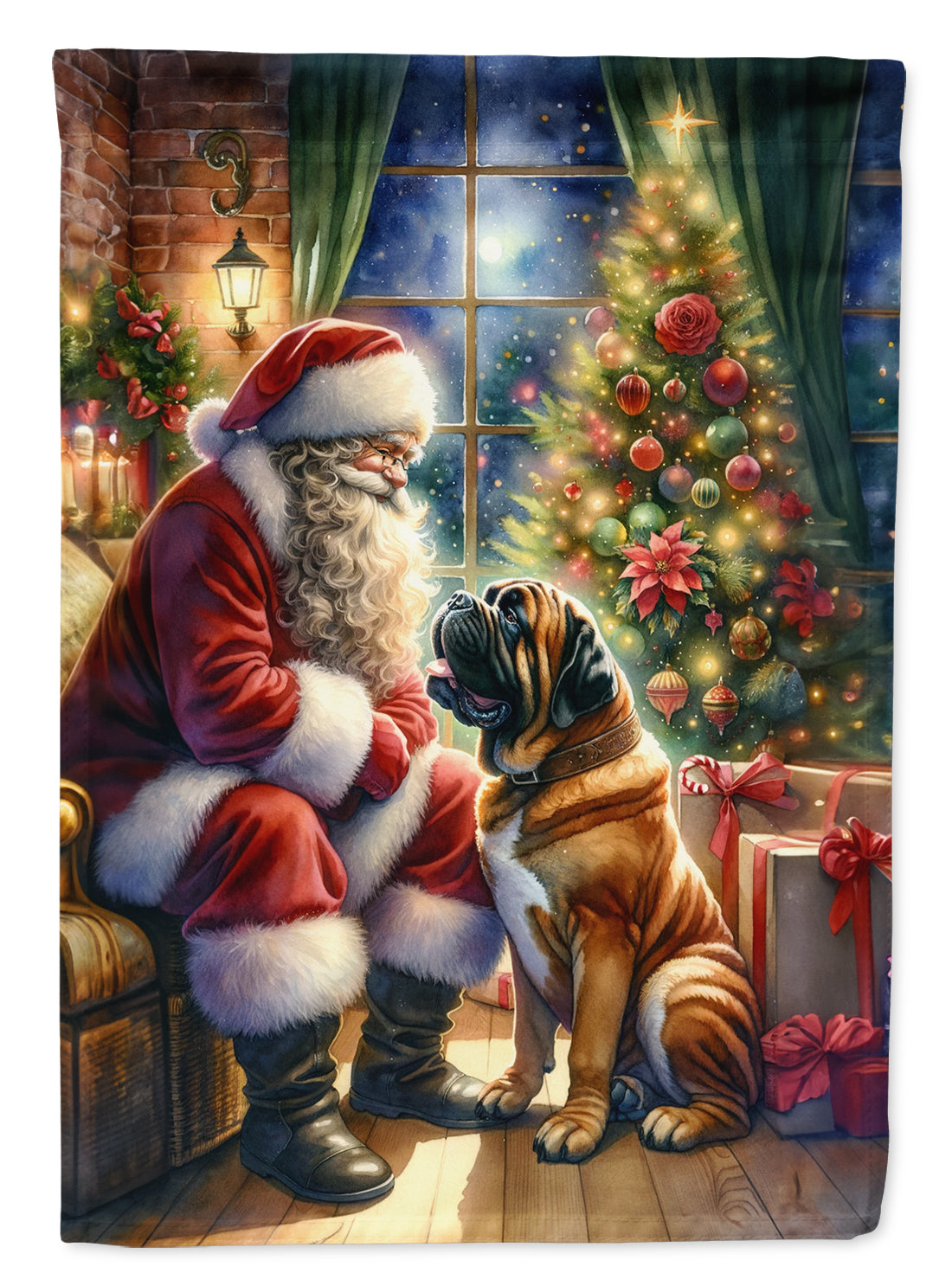 Buy this Bullmastiff and Santa Claus House Flag