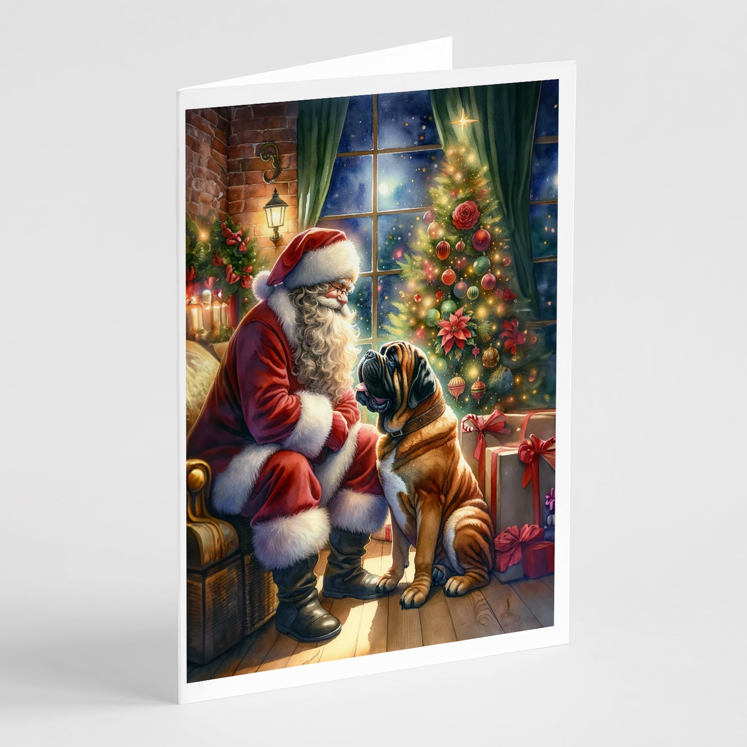 Buy this Bullmastiff and Santa Claus Greeting Cards Pack of 8