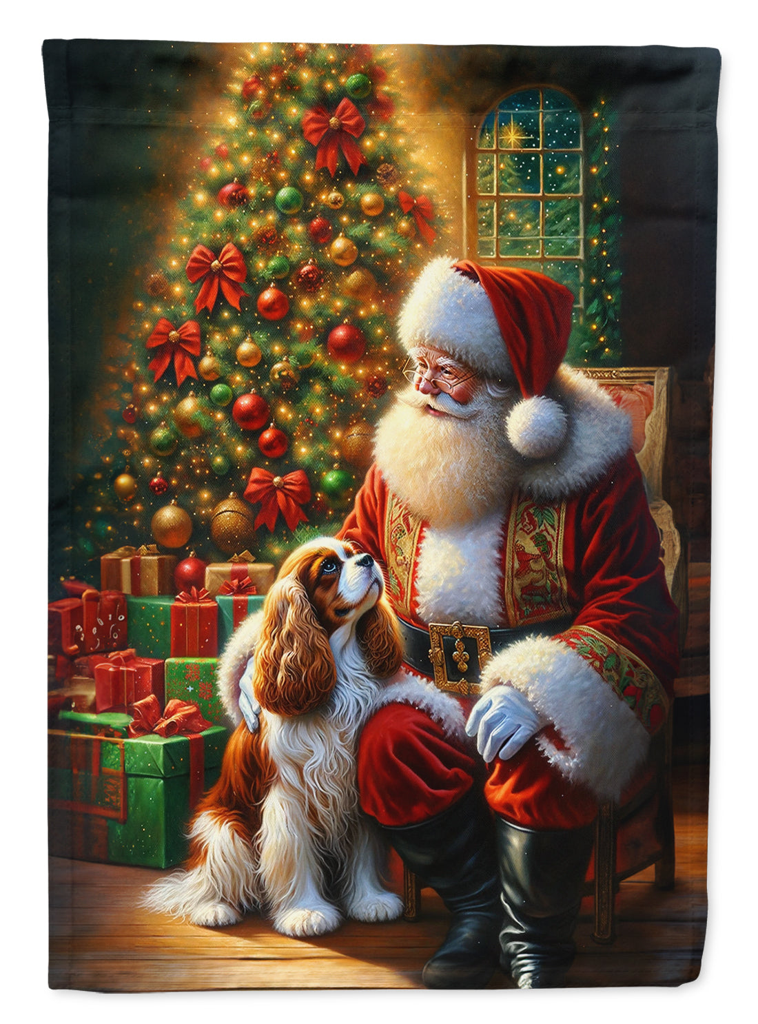 Buy this Cavalier Spaniel and Santa Claus House Flag