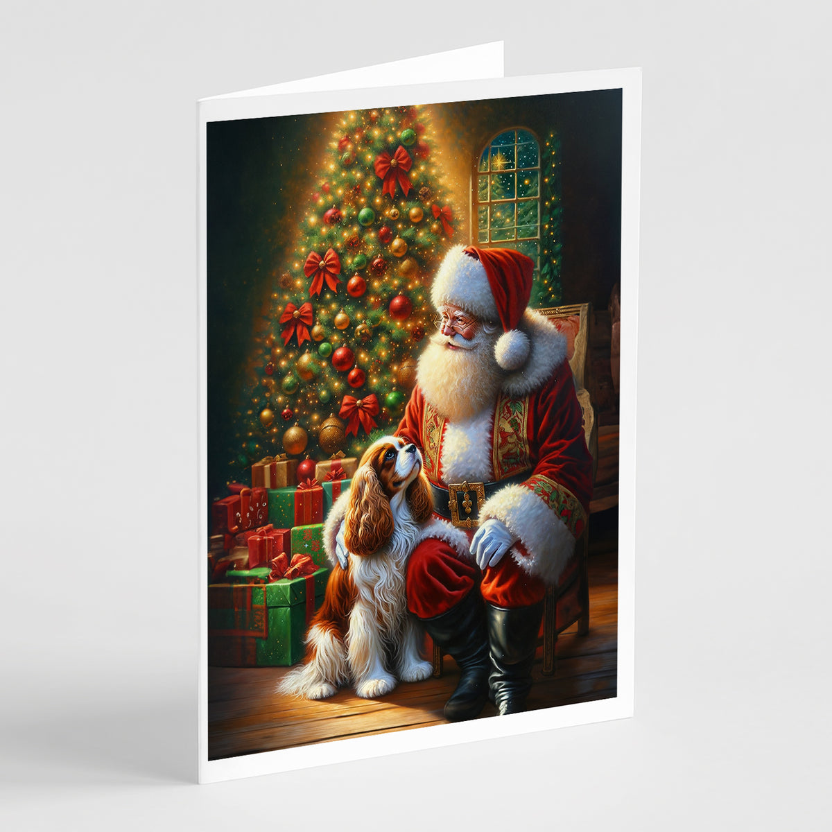 Buy this Cavalier Spaniel and Santa Claus Greeting Cards Pack of 8