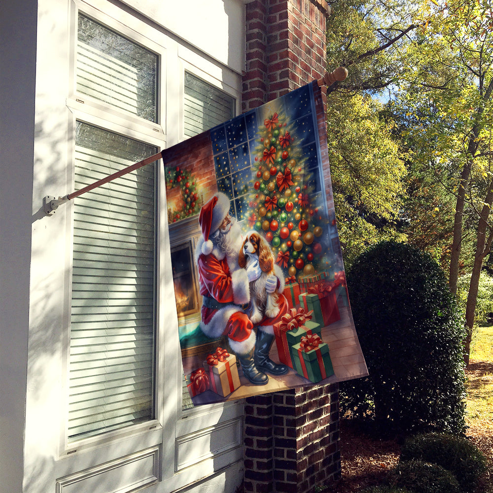 Cavalier Spaniel and Santa Claus House Flag