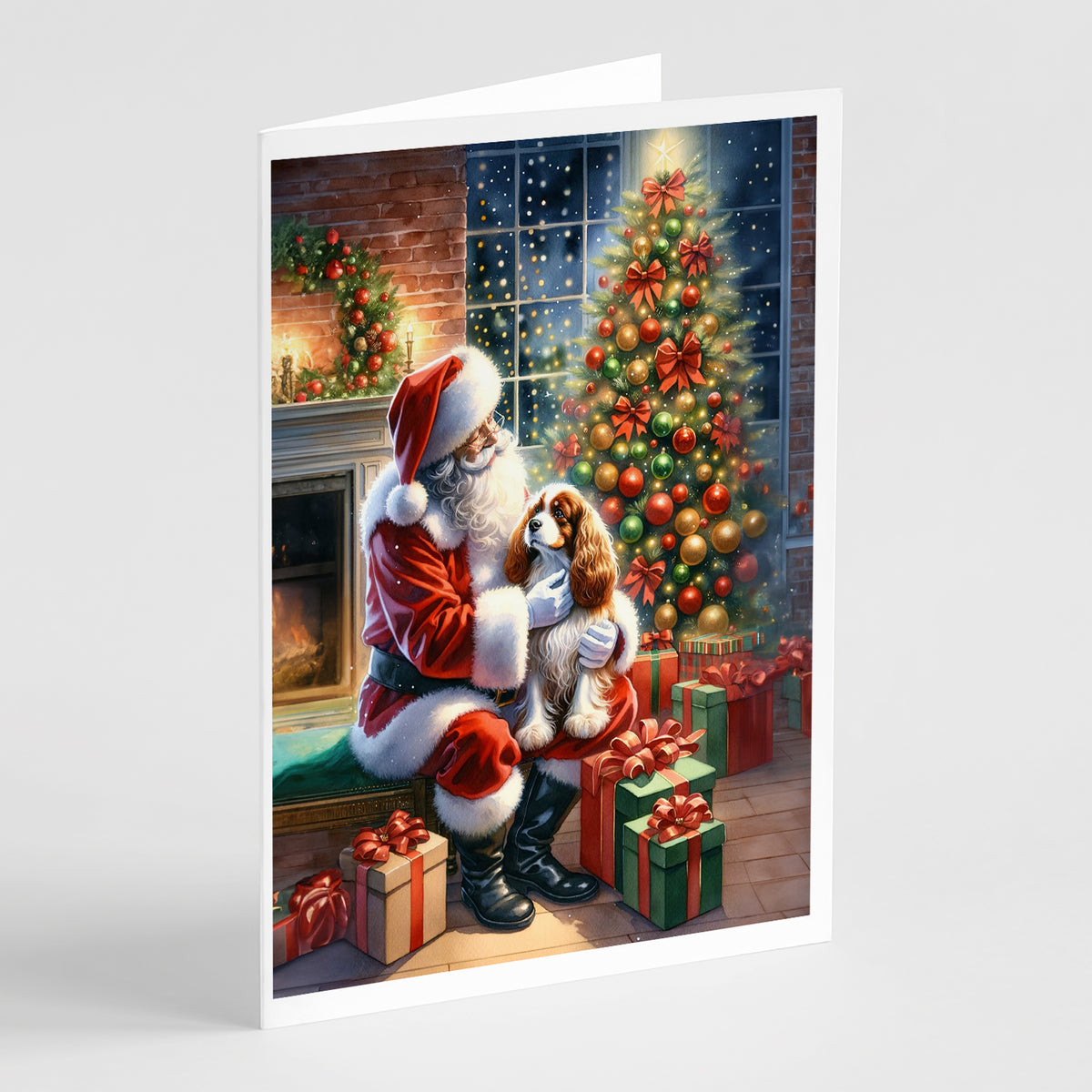 Buy this Cavalier Spaniel and Santa Claus Greeting Cards Pack of 8