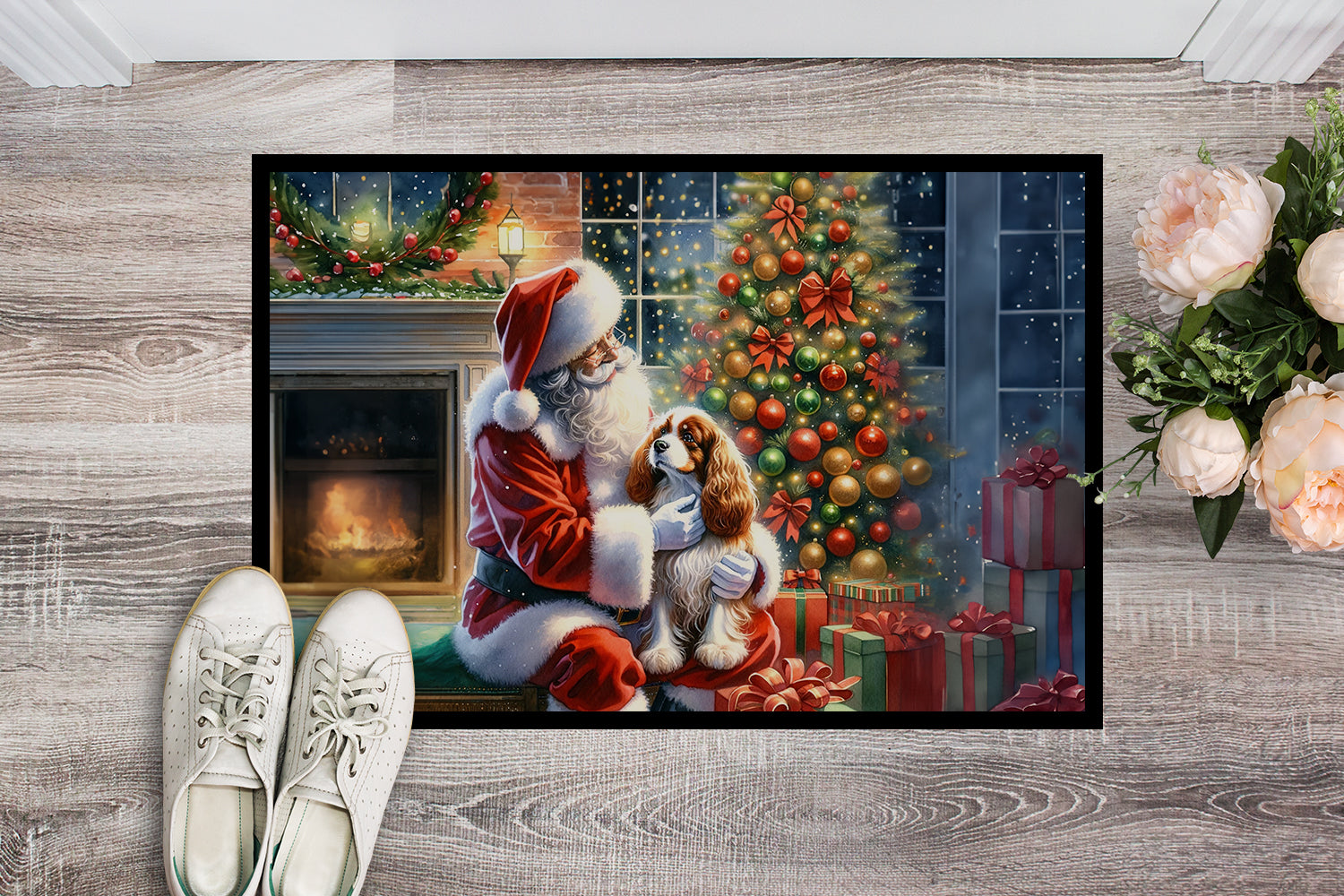 Buy this Cavalier Spaniel and Santa Claus Doormat