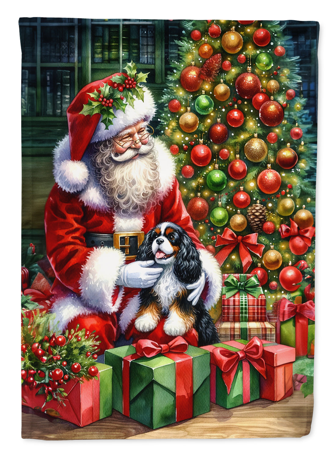 Buy this Cavalier Spaniel and Santa Claus House Flag