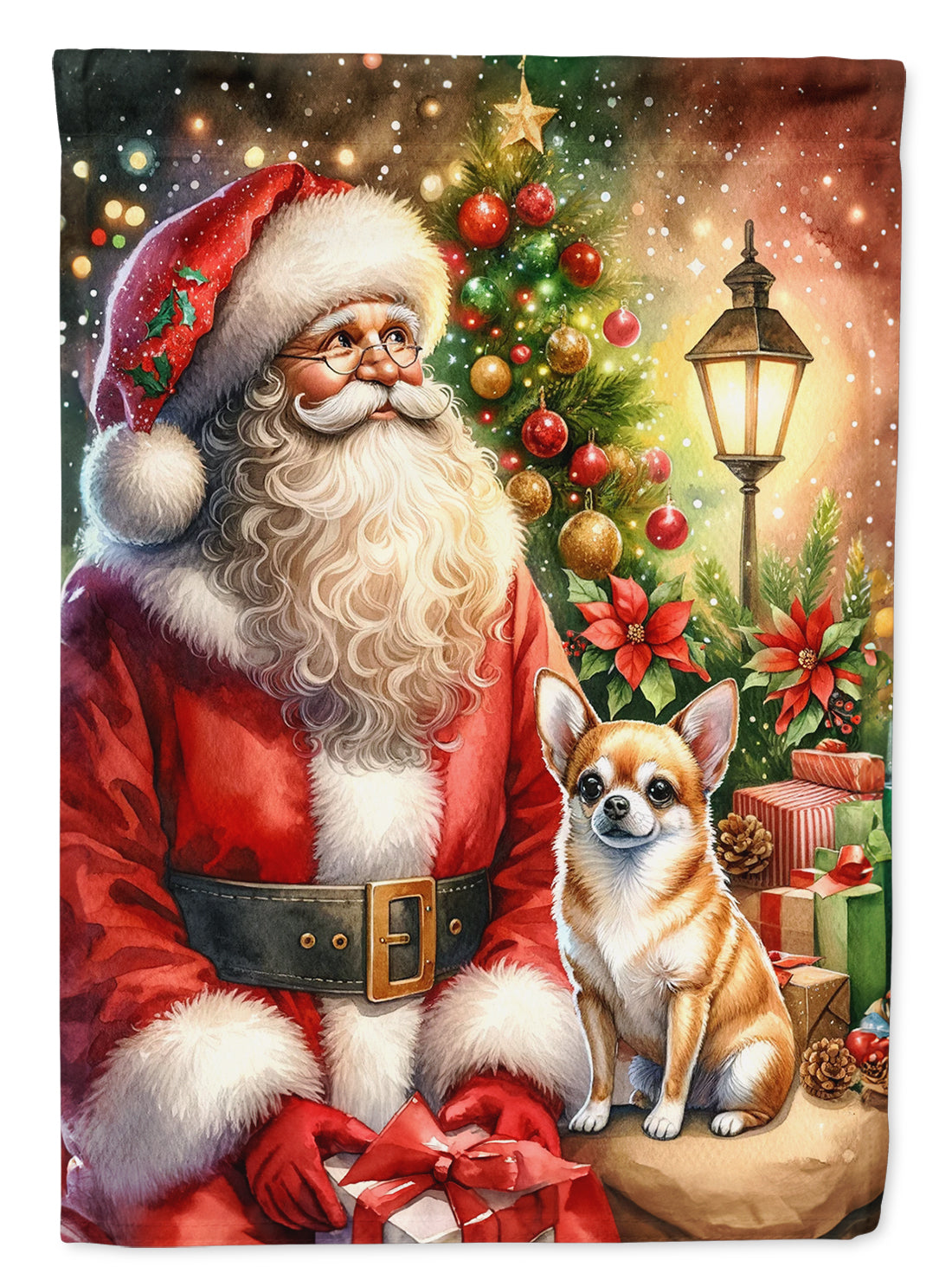 Buy this Chihuahua and Santa Claus House Flag