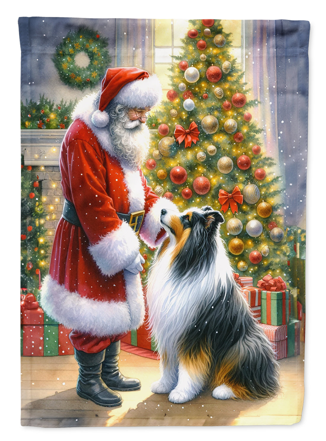 Buy this Collie and Santa Claus Garden Flag