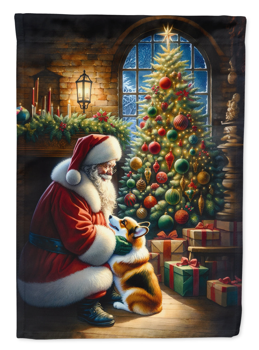 Buy this Corgi and Santa Claus Garden Flag