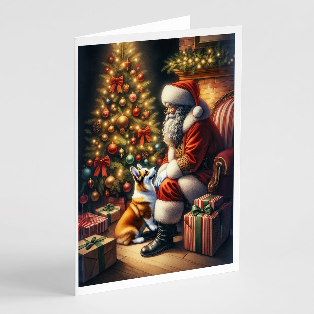 Buy this Corgi and Santa Claus Greeting Cards Pack of 8