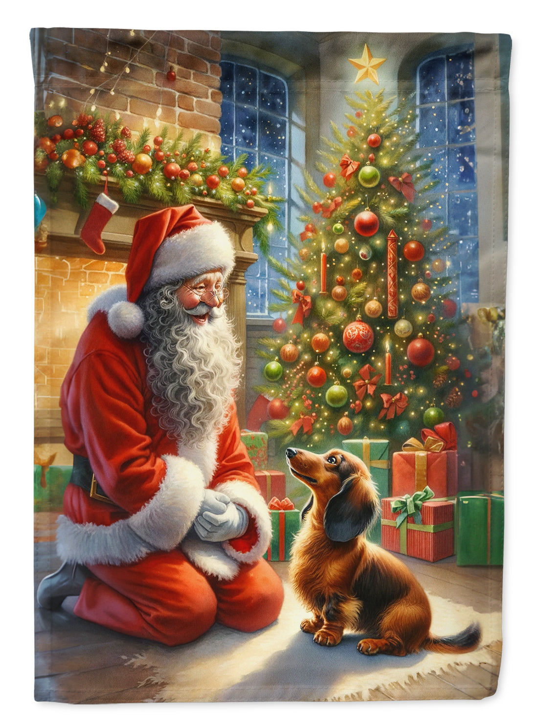 Buy this Dachshund and Santa Claus House Flag