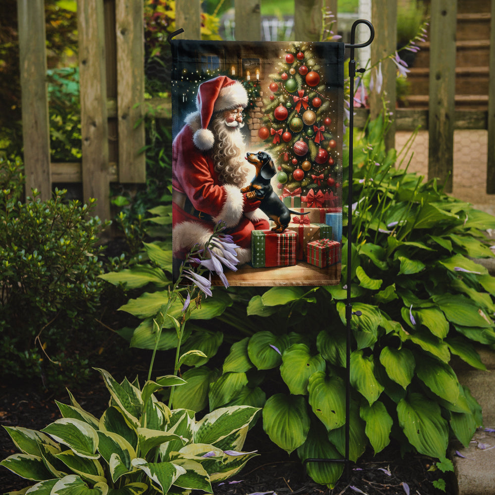 Dachshund and Santa Claus Garden Flag