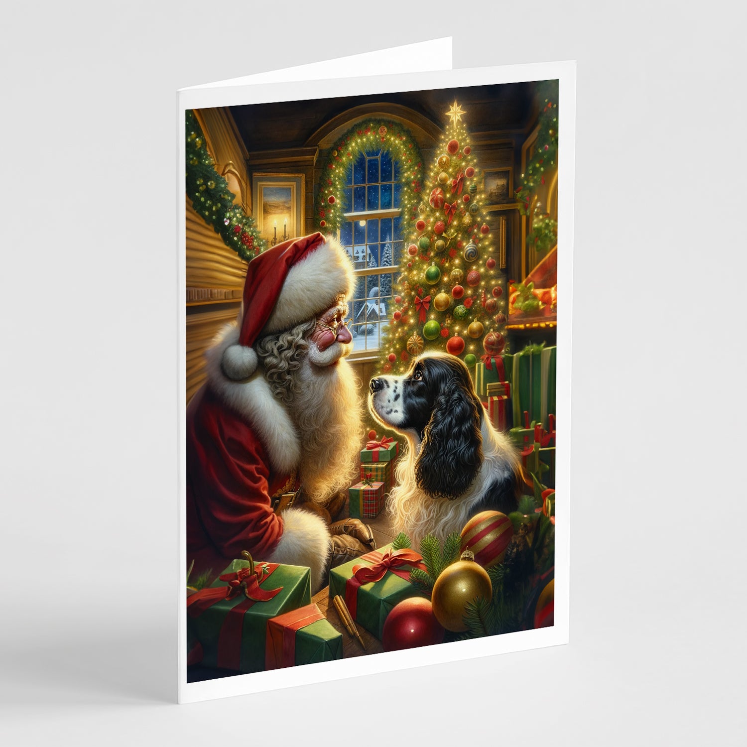 Buy this English Springer Spaniel and Santa Claus Greeting Cards Pack of 8