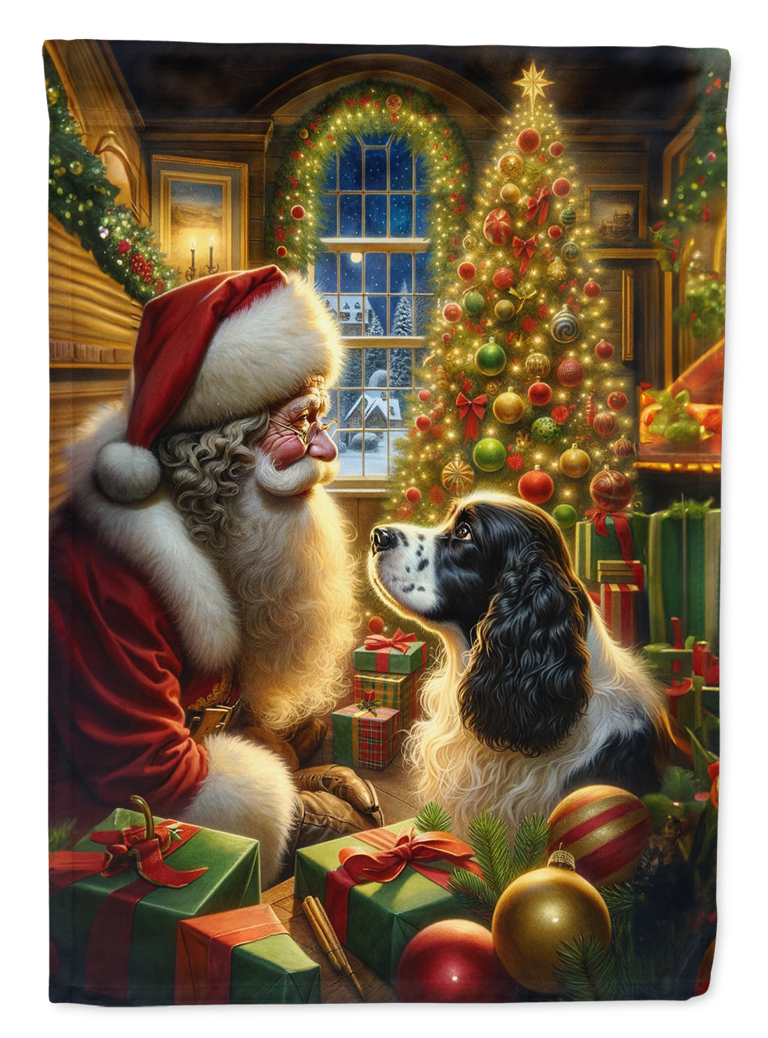 Buy this English Springer Spaniel and Santa Claus Garden Flag