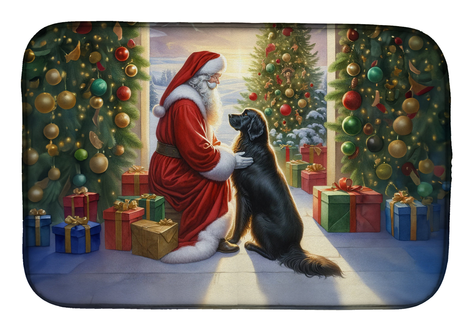 Buy this Flat-Coated Retriever and Santa Claus Dish Drying Mat