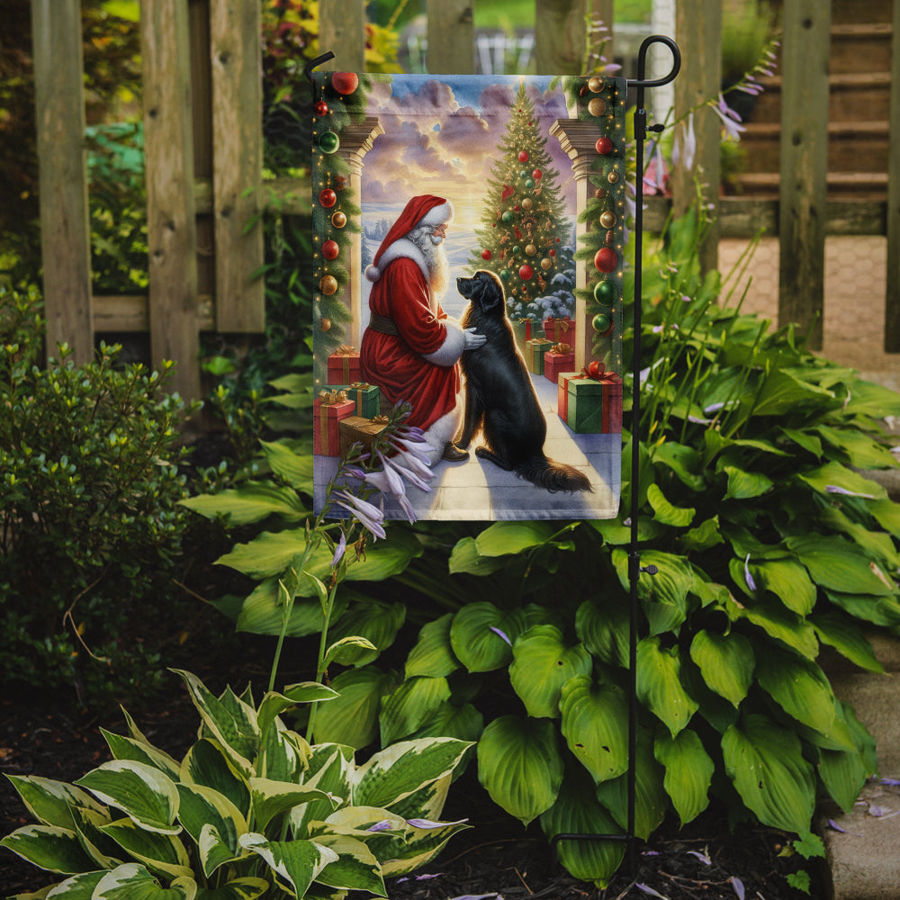 Flat-Coated Retriever and Santa Claus Garden Flag