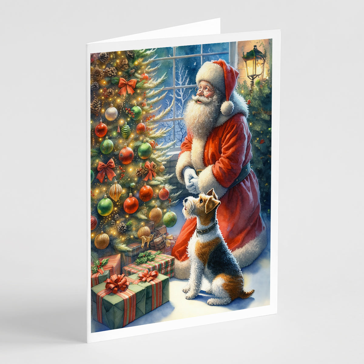 Buy this Fox Terrier and Santa Claus Greeting Cards Pack of 8