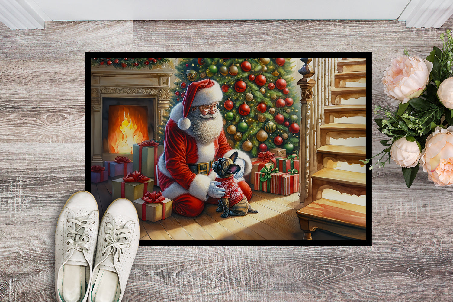 Buy this French Bulldog and Santa Claus Doormat