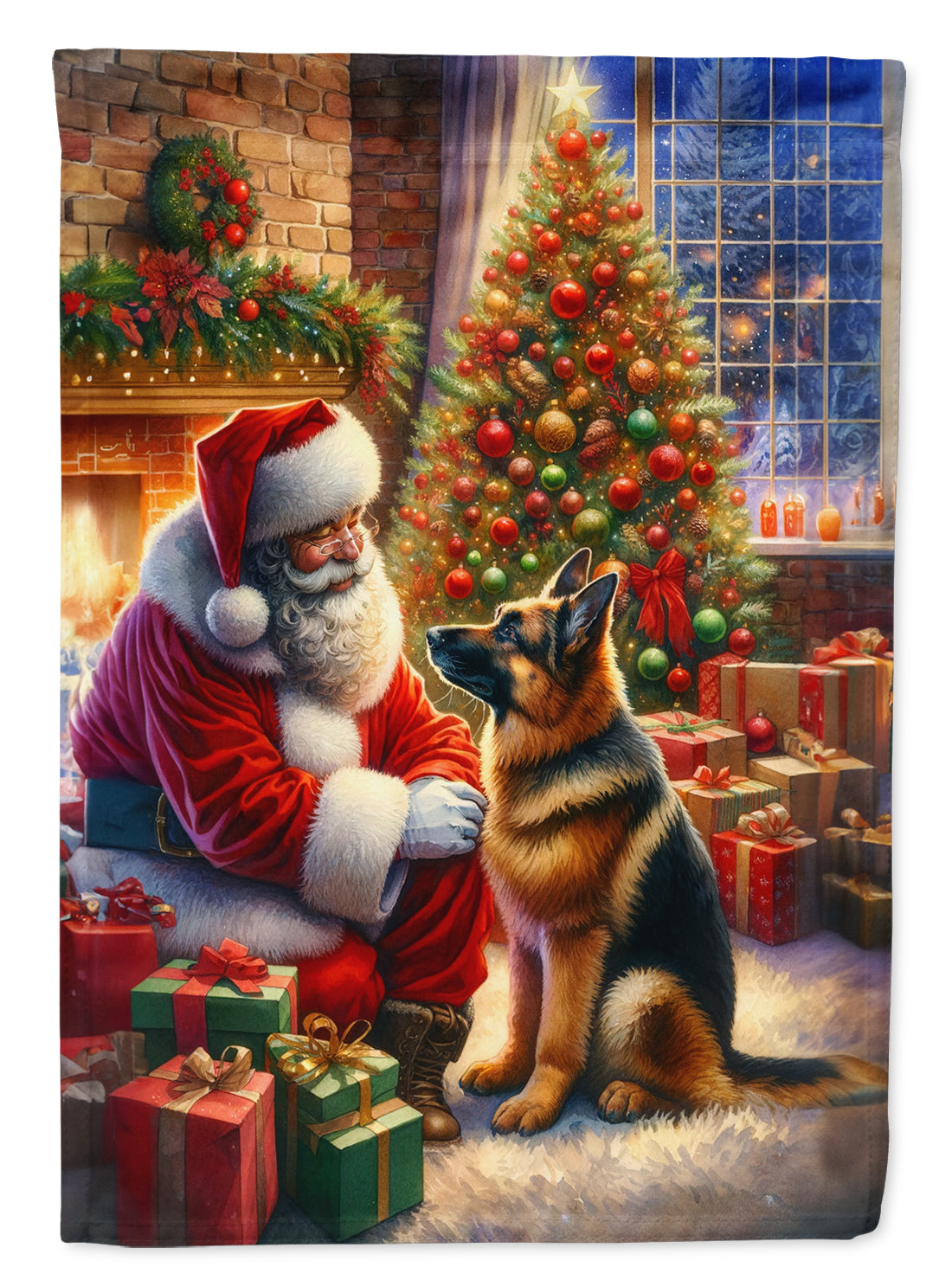 Buy this German Shepherd and Santa Claus House Flag