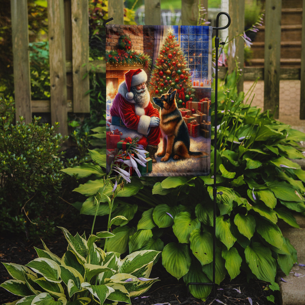 German Shepherd and Santa Claus Garden Flag