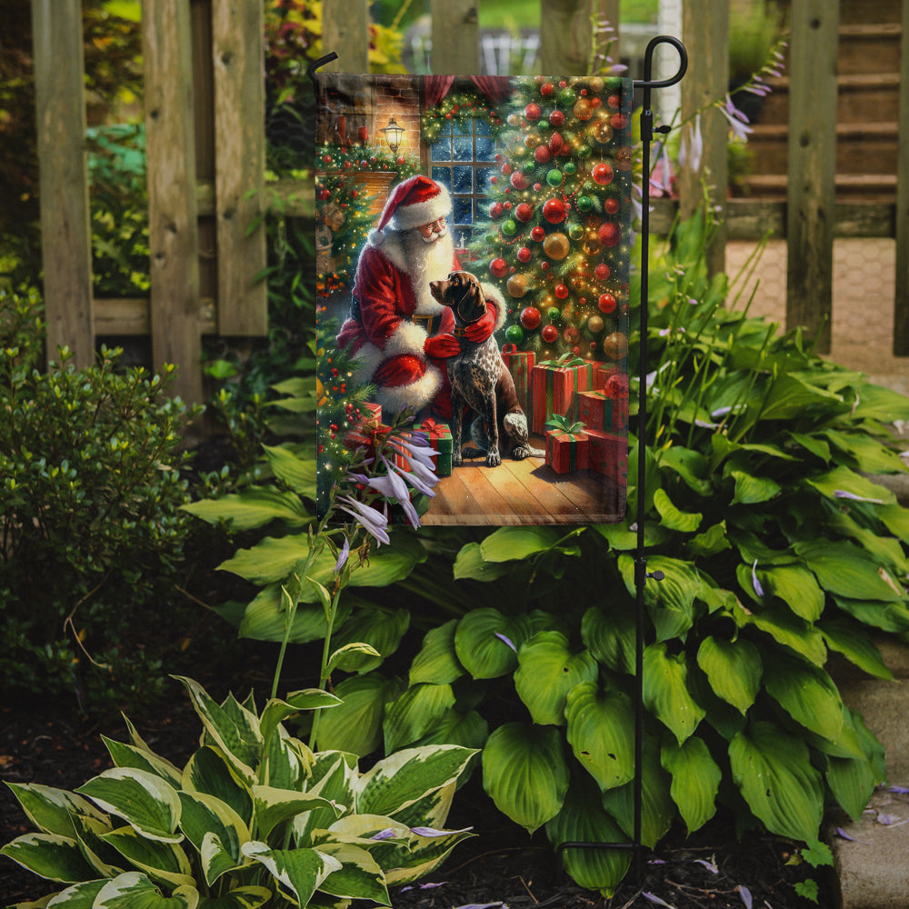 German Shorthaired Pointer and Santa Claus Garden Flag