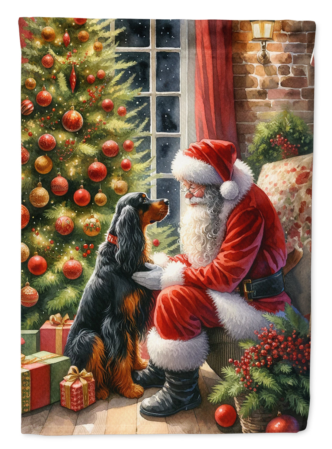 Buy this Gordon Setter and Santa Claus Garden Flag