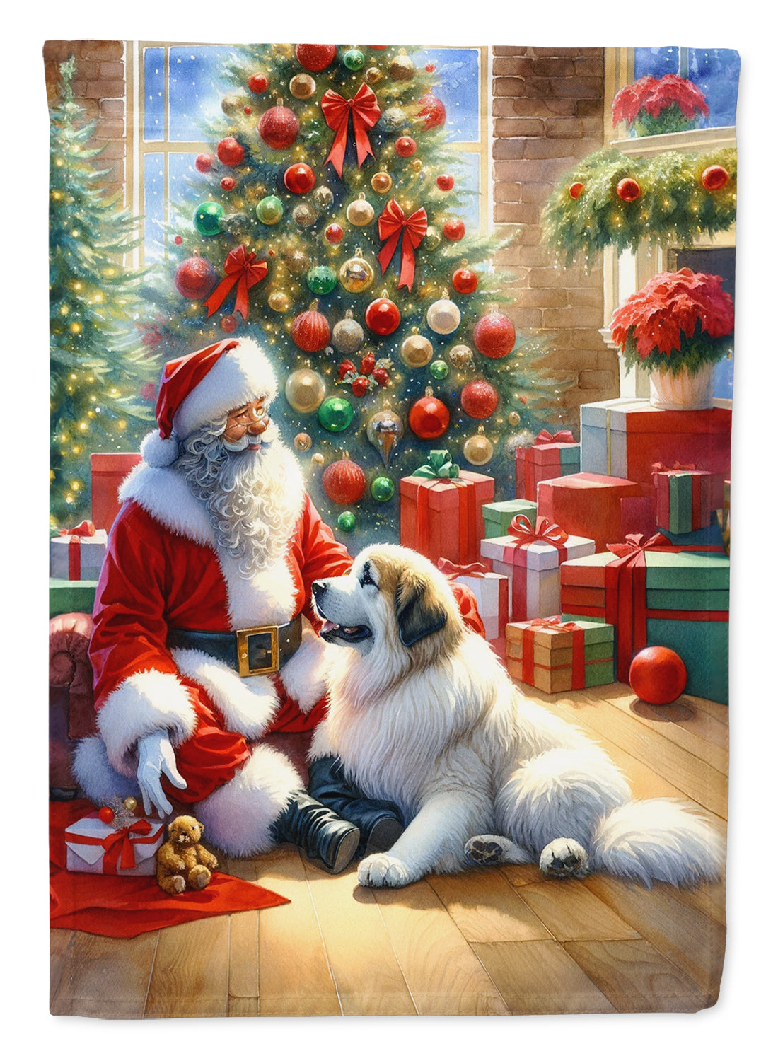 Buy this Great Pyrenees and Santa Claus House Flag