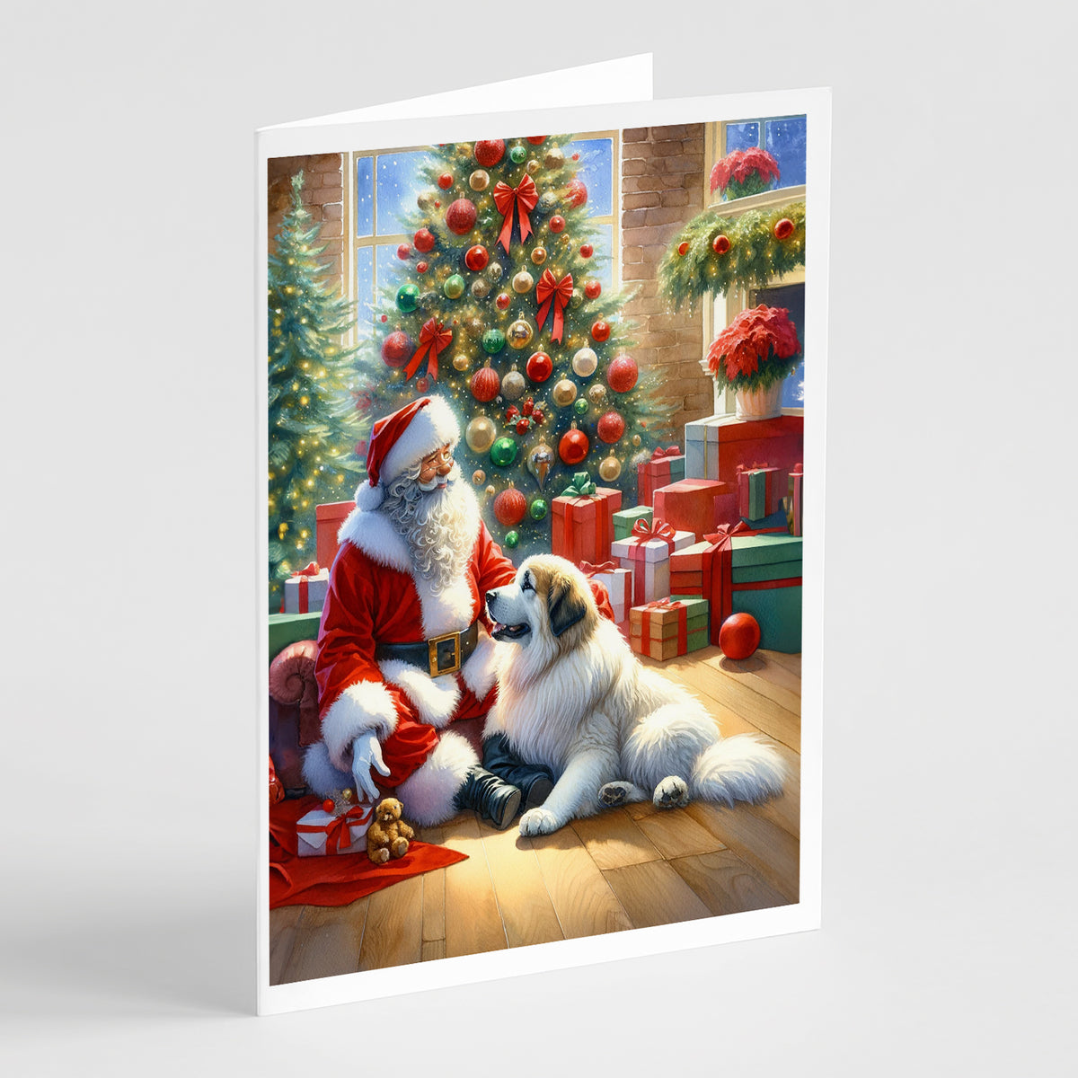 Buy this Great Pyrenees and Santa Claus Greeting Cards Pack of 8