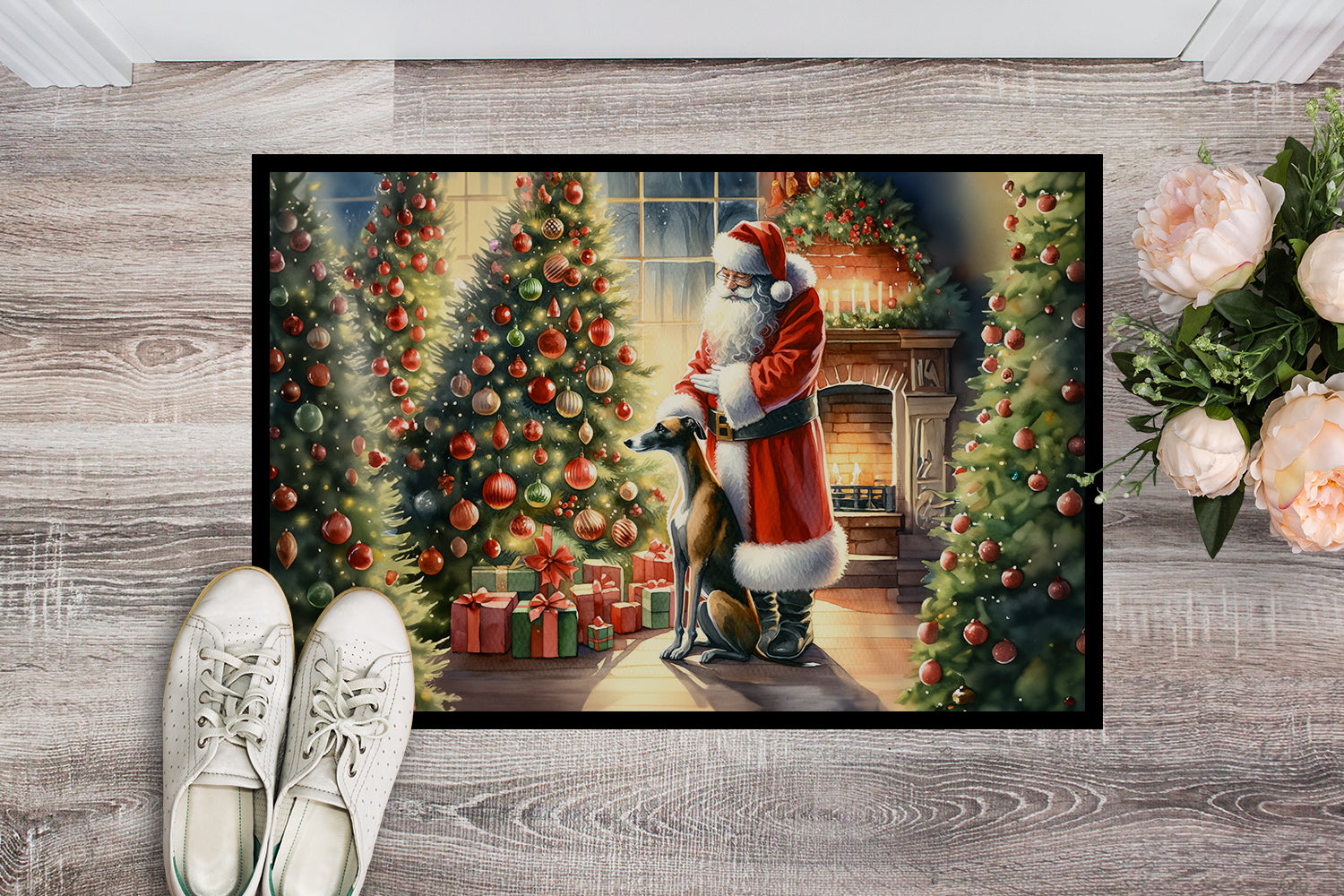 Buy this Greyhound and Santa Claus Doormat