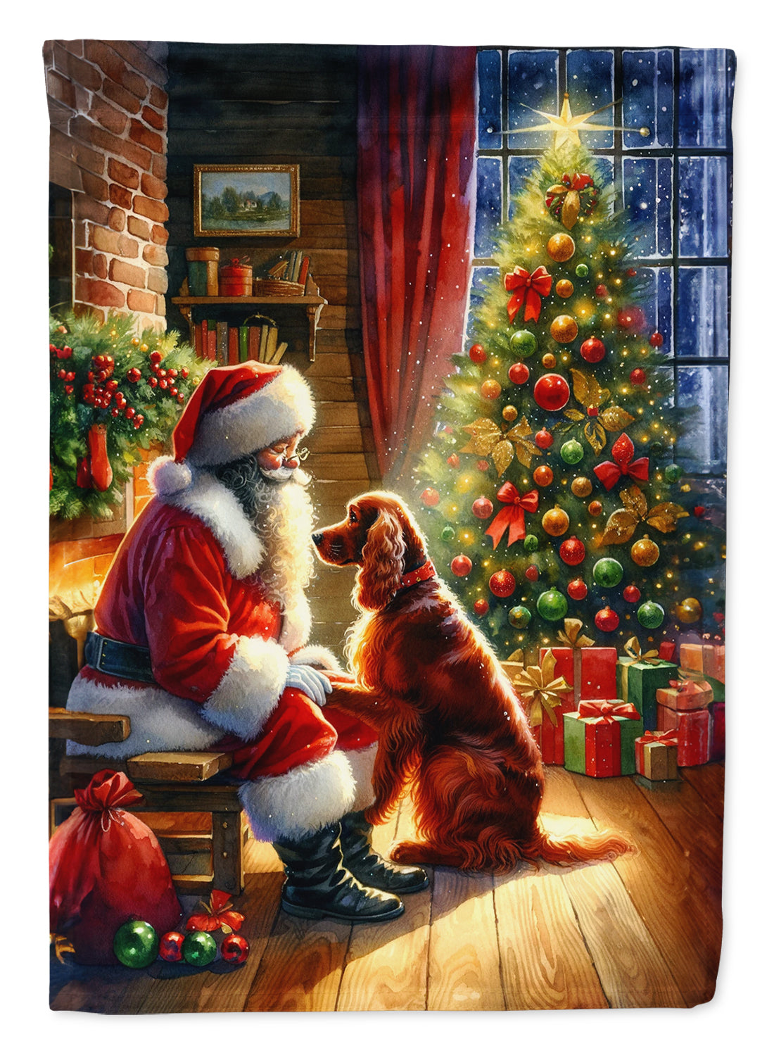 Buy this Irish Setter and Santa Claus House Flag