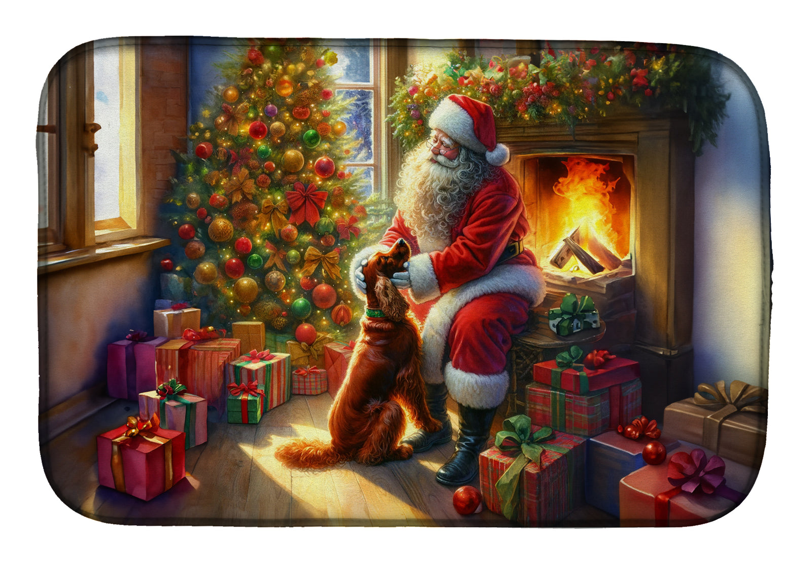 Buy this Irish Setter and Santa Claus Dish Drying Mat