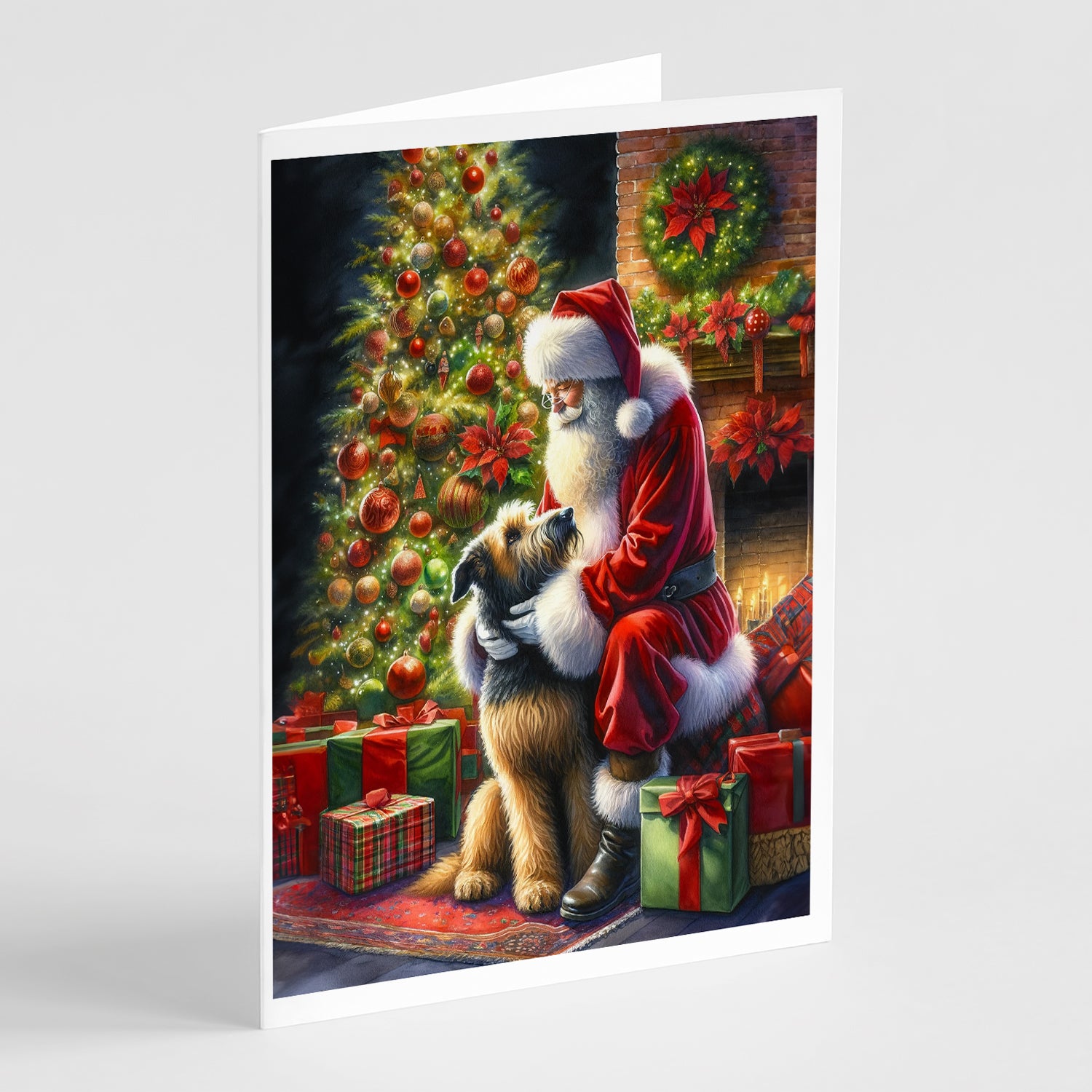 Buy this Irish Wolfhound and Santa Claus Greeting Cards Pack of 8