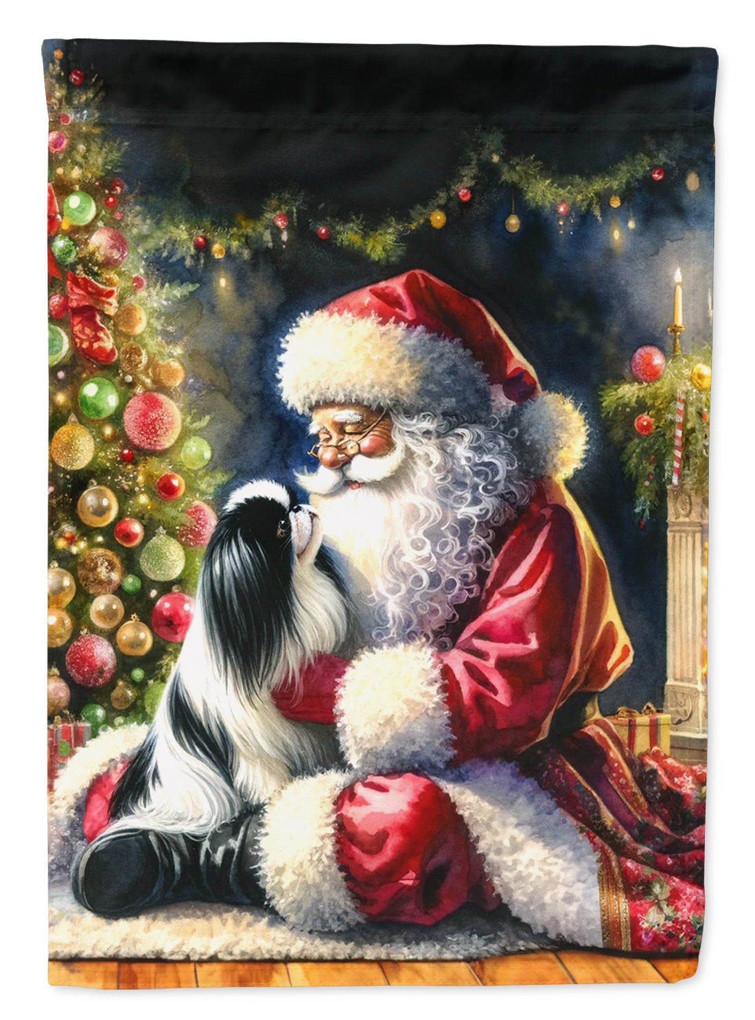 Buy this Japanese Chin and Santa Claus House Flag