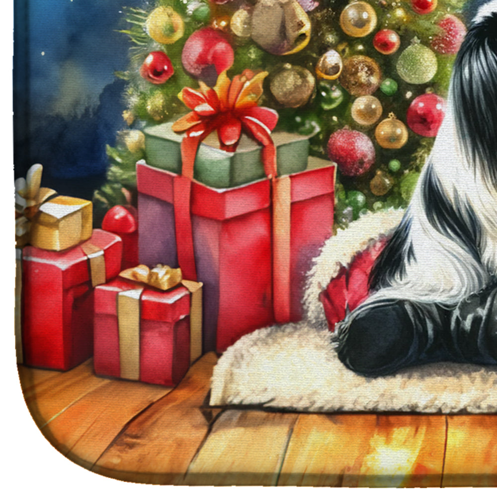 Japanese Chin and Santa Claus Dish Drying Mat