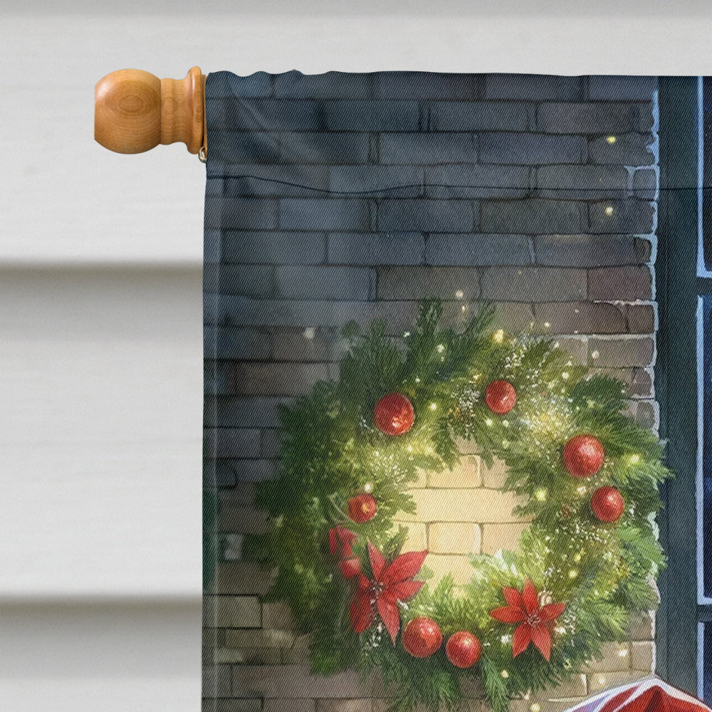 Keeshond and Santa Claus House Flag