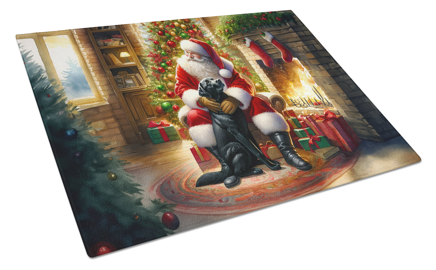 Buy this Labrador Retriever and Santa Claus Glass Cutting Board