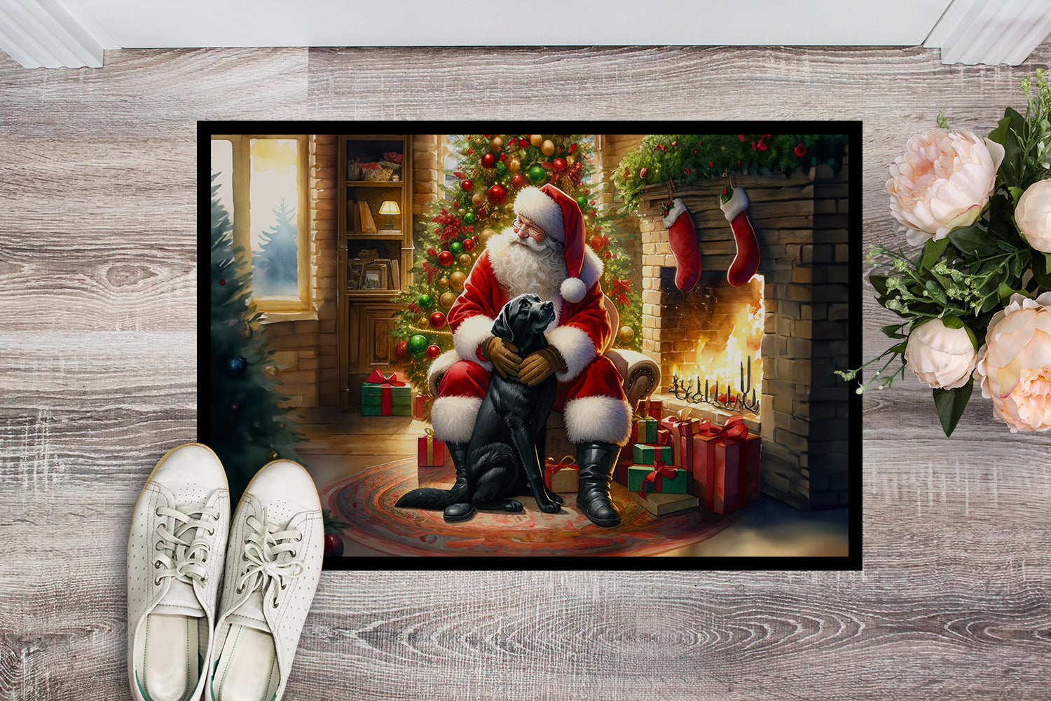 Labrador Retriever and Santa Claus Doormat