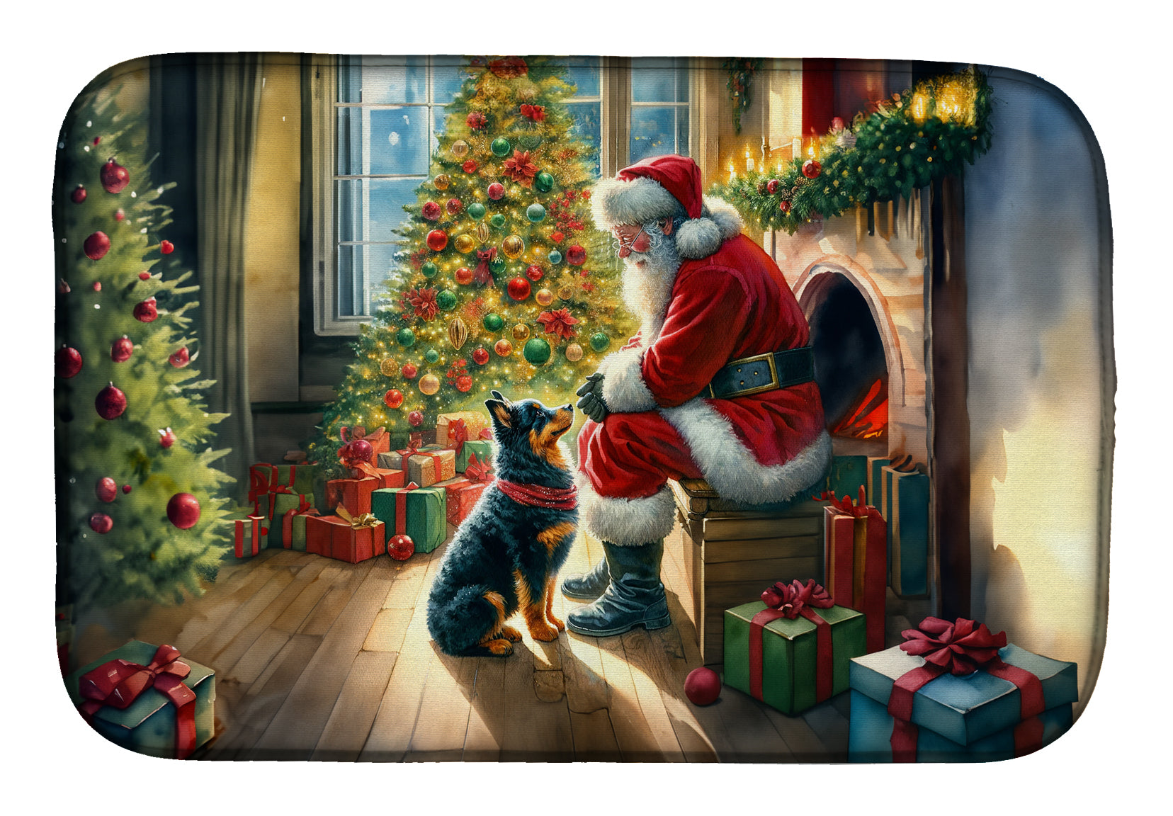 Buy this Lancashire Heeler and Santa Claus Dish Drying Mat