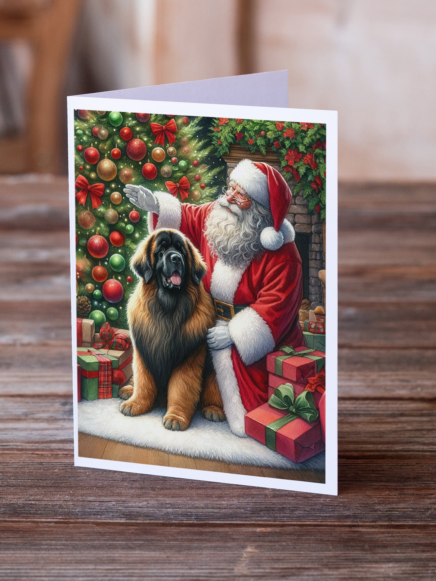 Buy this Leonberger and Santa Claus Greeting Cards Pack of 8